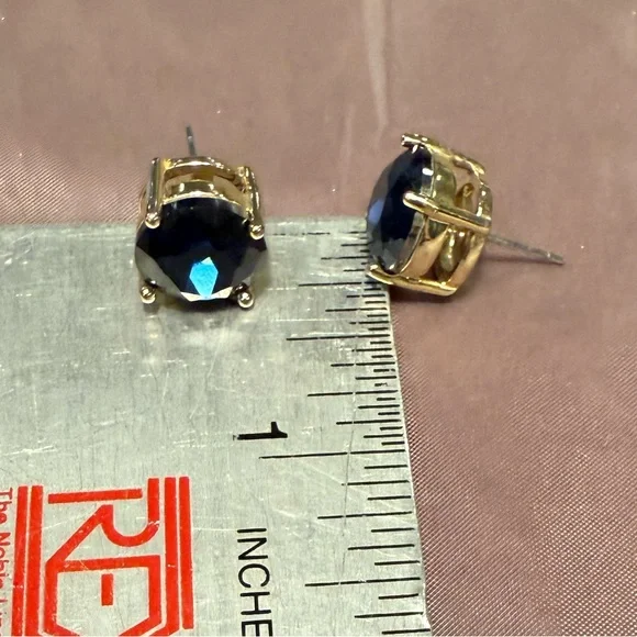 Vintage Y2K KATE SPADE • Navy/Gold Gumdrop Stud Earrings - Picture 7 of 10